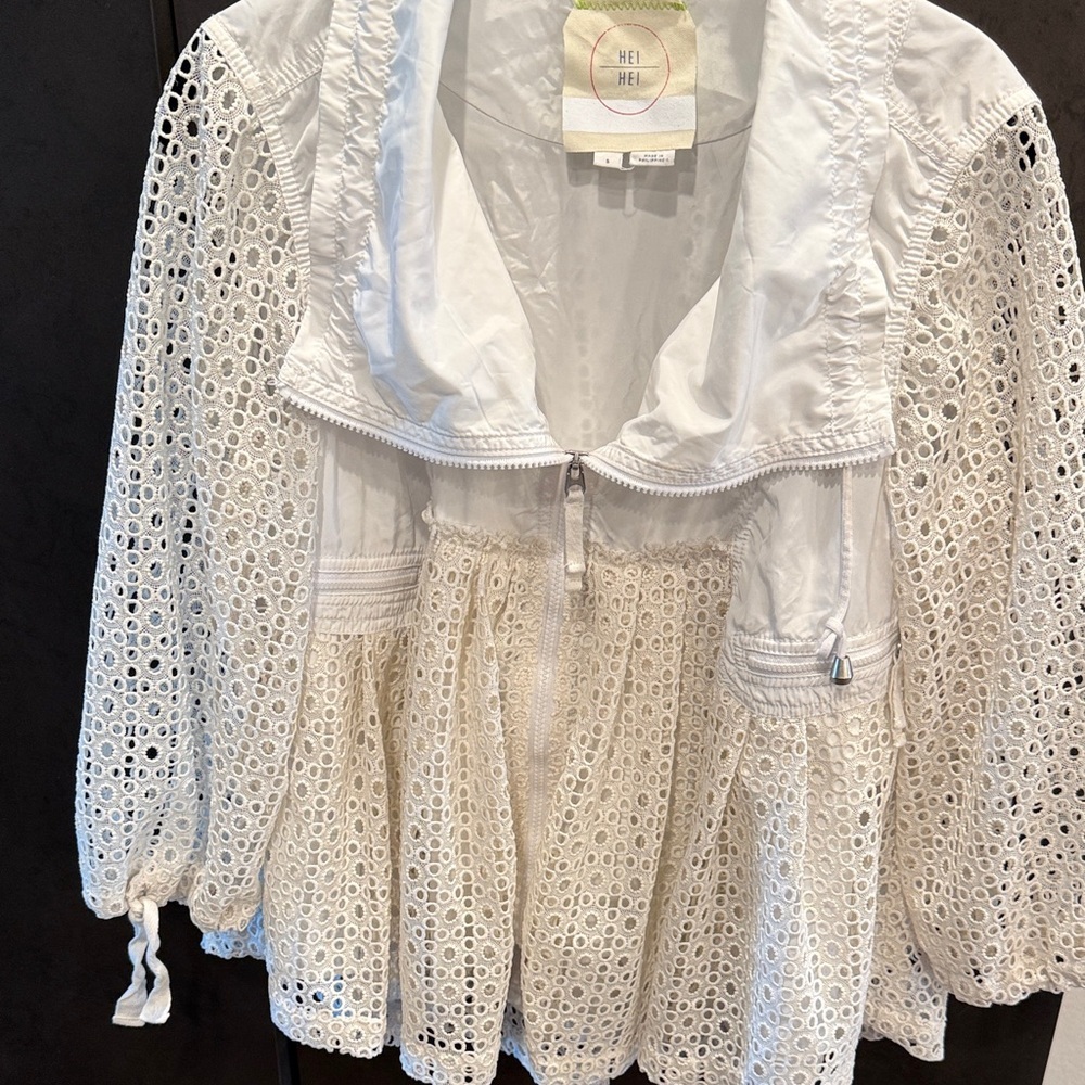 HEI HEI from Anthropologie White Eyelet Utility Jacket - Picture 3 of 6